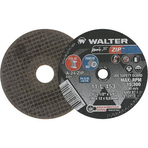 Meule &agrave; tronçonner Zip, 4" x 1/2", Arbre de 3/8", Type 1 Ontario Safety Products