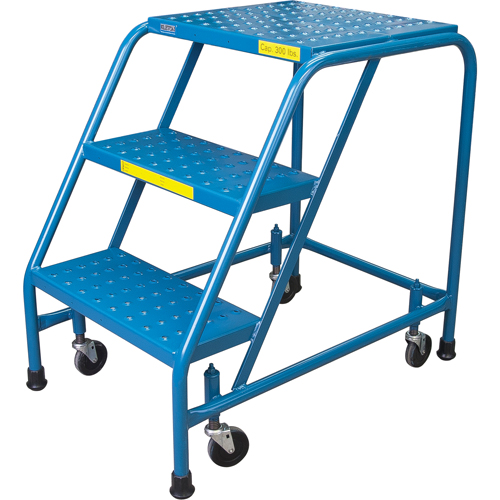 Rolling Step Ladder, 3 Steps, 18" Step Width, 28" Platform Height, Steel Ontario Safety Products
