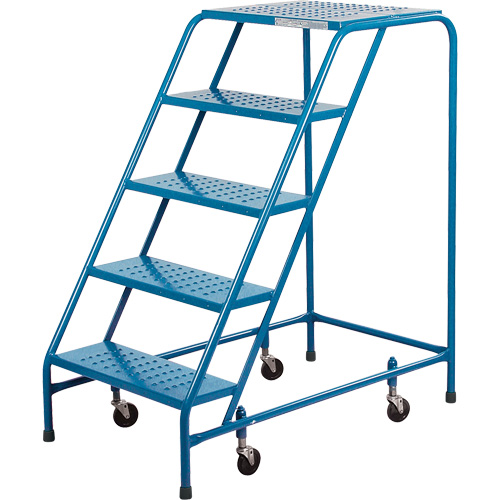 Rolling Step Ladder, 5 Steps, 18" Step Width, 46" Platform Height, Steel Ontario Safety Products