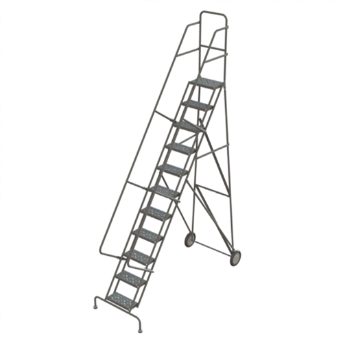 Rolling Ladder, 11 Steps, Serrated, 116" High Ontario Safety Products