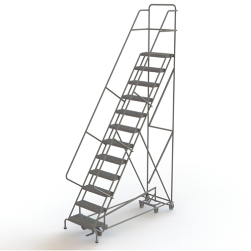 All Directional Rolling Ladder, 12 Steps, 24" Step Width, 120" Platform Height, Steel Ontario Safety Products