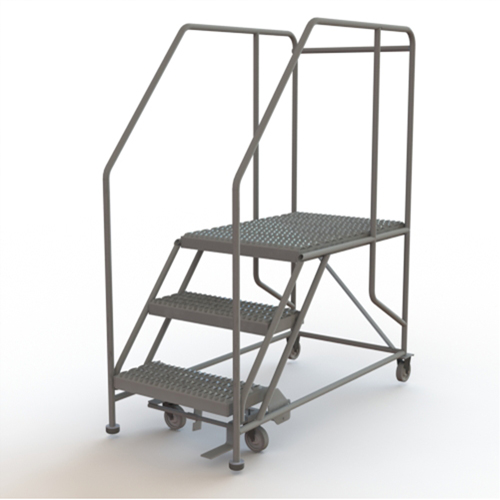 Mobile Work Platform, Steel, 3 Steps, 30" H, 35" D, 24" Step, Serrated Ontario Safety Products
