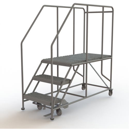 Mobile Work Platform, Steel, 3 Steps, 30" H, 47" D, 24" Step, Serrated Ontario Safety Products