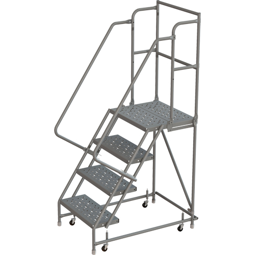 Deep Top Step Rolling Ladder, 4 Steps, 24" Step Width, 40" Platform Height, Steel Ontario Safety Products