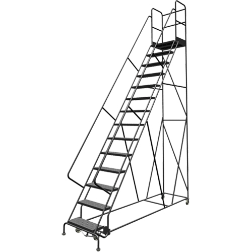 Deep Top Step Rolling Ladder, 14 Steps, 24" Step Width, 140" Platform Height, Steel Ontario Safety Products