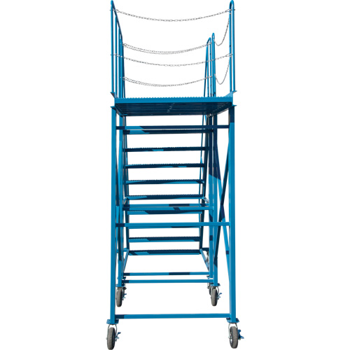 Snow Ladder, Steel, 10 Steps, 99" H, 85-1/2" D, 48" Step, Serrated Ontario Safety Products