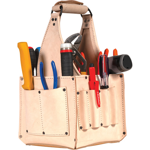Porte-outils pour &eacute;lectricien et travaux d'entretien, Cuir, 17 pochettes, Beige Ontario Safety Products