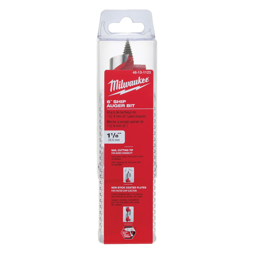 Longue m&egrave;che h&eacute;licoidale pour perceuse, Diam&egrave;tre de 1-1/8", Cannelure 3", Tige 7/16" hexagonal Ontario Safety Products