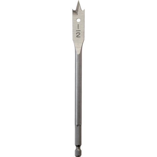 Flat Boring Bit, 1/2" Diameter, 1/4" Hex Shank, 6" Length Ontario Safety Products