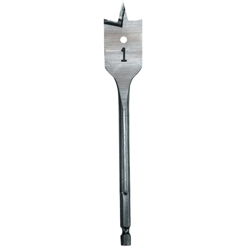 Flat Boring Bit, 1" Diameter, 1/4" Hex Shank, 6" Length Ontario Safety Products