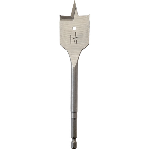 Flat Boring Bit, 1-1/4" Diameter, 1/4" Hex Shank, 6" Length Ontario Safety Products