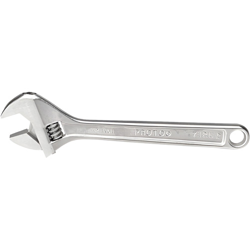 Adjustable Wrench, 12-1/8" L, 1-19/32" Max Width, Chrome Ontario Safety Products