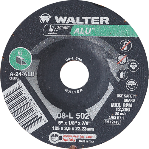 Meules &agrave; moyeu d&eacute;port&eacute; - Aluminium type 27, 5" x 1/8", Arbre de 7/8", Type 27 Ontario Safety Products