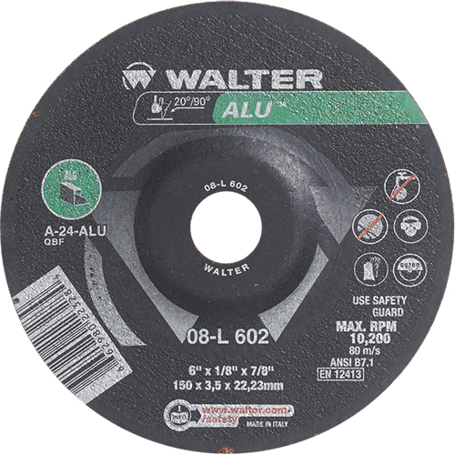 Meules &agrave; moyeu d&eacute;port&eacute; - Aluminium type 27, 6" x 1/8", Arbre de 7/8", Type 27 Ontario Safety Products