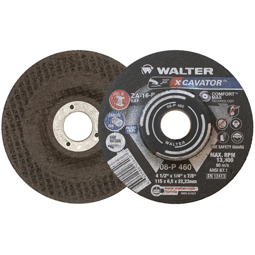 Meule XCAVATOR, 4-1/2" x 1/4", Arbre 7/8", Zirconium, Type 27 Ontario Safety Products