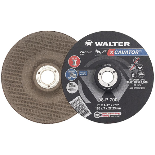 Meule XCAVATOR, 7" x 1/4", Arbre 7/8", Zirconium, Type 27 Ontario Safety Products