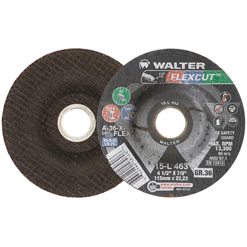 Meule FLEXCUT, 4-1/2", 36 Grain, Oxyde d'aluminium, 7/8", 13 300 Tr/min, Type 29 Ontario Safety Products