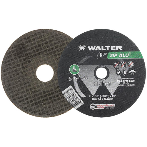 Meule &agrave; tronçonner Zip Alu, 7" x 3/64", Arbre de 7/8", Type 1, Oxyde d'aluminium, 8600 Tr/min Ontario Safety Products