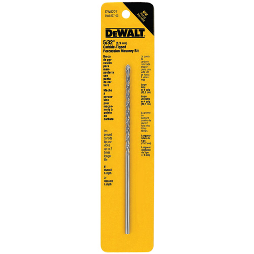 4-Flute Hammer Drill Bit, 5/32", 3-Flat Shank, Carbide Ontario Safety Products