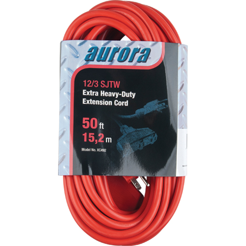 Vinyl Extension Cord, Outdoor, SJTW, 12/3 AWG, 15 A, 3 Outlet(s), 50' Ontario Safety Products