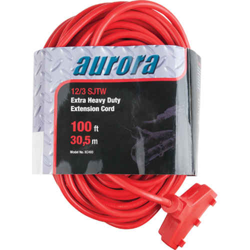 Vinyl Extension Cord, Outdoor, SJTW, 12/3 AWG, 15 A, 3 Outlet(s), 100' Ontario Safety Products