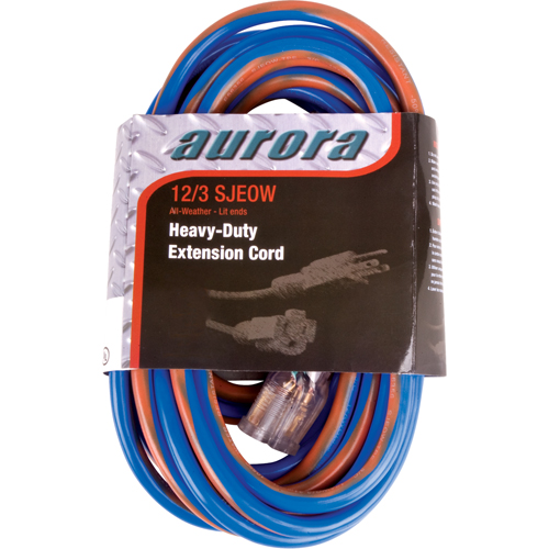 TPE-Rubber Extension Cord With Light Indicator, All-Weather, SJEOW, 12/3 AWG, 15 A, 50' Ontario Safety Products