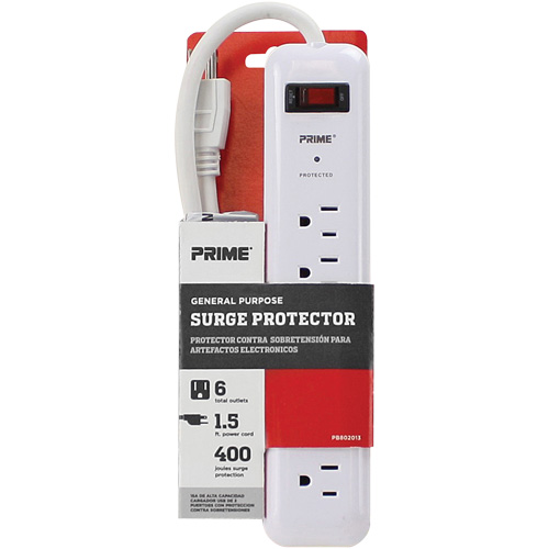 Protecteurs de surtension, 6 Prises, 400 J, 1875 W, Cordon 2' Ontario Safety Products