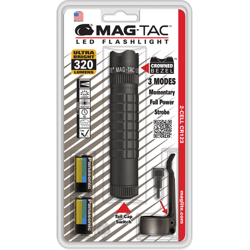 Mag-Tac Tactical Flashlights, LED, 320 Lumens, CR123 Batteries Ontario Safety Products