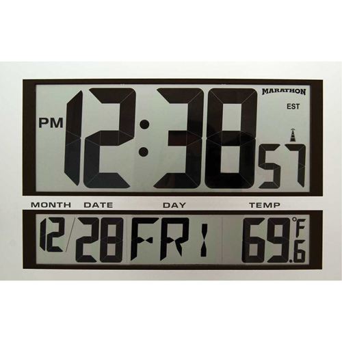 Horloge g&eacute;ante, Num&eacute;rique, &agrave; piles, 16,5" la x 1,7" p x 11" h, Argent Ontario Safety Products