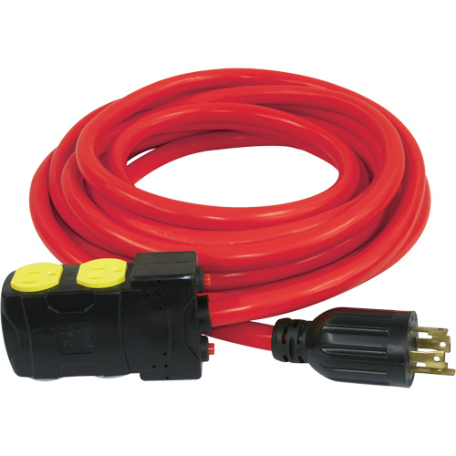 Rallonge pour g&eacute;n&eacute;ratrice avec remises en circuit, SJTW, AWG 10, 20 A, 4 prise(s), 25' Ontario Safety Products