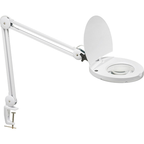 LED Magnifier with A-Bracket, 3 Diopter, LED Light, 47" Arm, C-Clamp, White Ontario Safety Products
