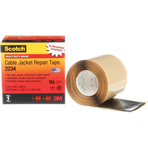 Scotch&reg; Cable Jacket Repair Tape, 51 mm (2") x 1.8 m (6'), Black, 60 mils Ontario Safety Products