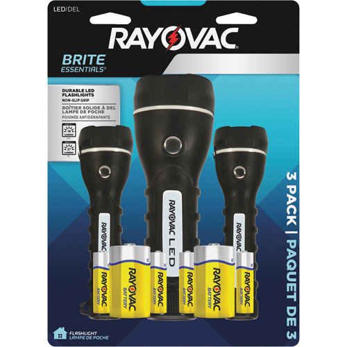 Brite Essentials Flashlight Pack, LED, 40/26 Lumens, D/AA Batteries Ontario Safety Products