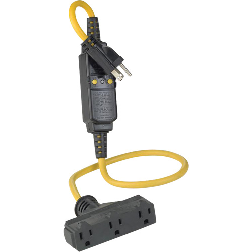 Triple-Tap Inline GCFI Extension Cord & Connector, 120 V, 15 Amps, 3' Cord Ontario Safety Products