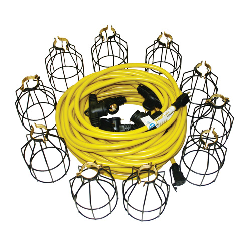 LED Stringlights, 10 Lights, 100' L, Metal Housing Ontario Safety Products