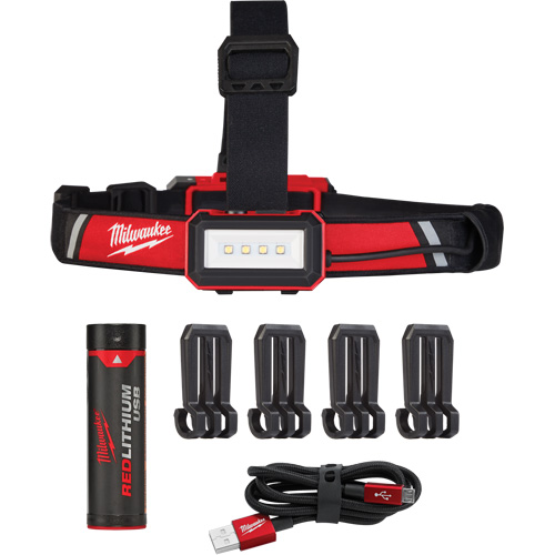 Lampe frontale USB &agrave; profil bas, DEL, 600 lumens, 2 hres de fonctionnement, piles Rechargeable Ontario Safety Products