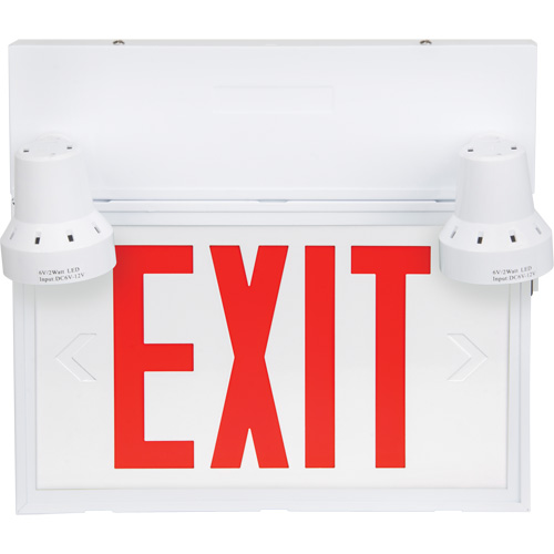 Enseigne de sortie avec &eacute;clairage de s&eacute;curit&eacute;, DEL, &agrave; piles/&agrave; raccordement fixe, 12-1/10" lo x 11" la, Anglais Ontario Safety Products