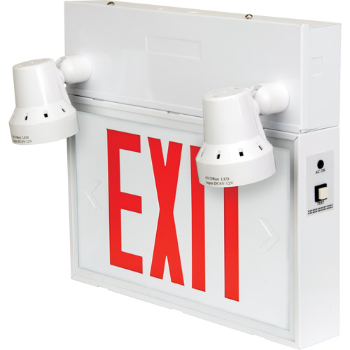 Enseigne de sortie avec &eacute;clairage de s&eacute;curit&eacute;, DEL, &agrave; piles/&agrave; raccordement fixe, 12-1/10" lo x 11" la, Anglais Ontario Safety Products