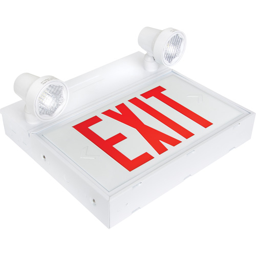 Enseigne de sortie avec &eacute;clairage de s&eacute;curit&eacute;, DEL, &agrave; piles/&agrave; raccordement fixe, 12-1/10" lo x 11" la, Anglais Ontario Safety Products