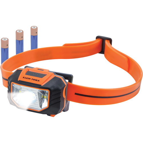 Headlamp with Silicone Hardhat Strap, LED, AAA Batteries, Plastic Ontario Safety Products