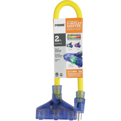 Adaptateur avec d&eacute;tection visuelle de lamp&eacute;rage, Ext&eacute;rieur, AWG 12/3, 15 A, 3 prise(s), 2' Ontario Safety Products