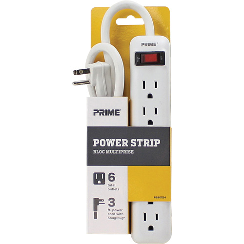 Power Strip, 6 Outlet(s), 3', 15 A, 1875 W, 125 V Ontario Safety Products