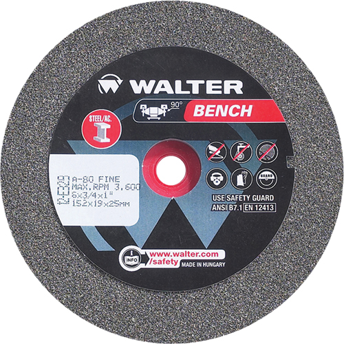 Bench Grinding Wheel, 6" x 3/4", 1" Arbor, 1 Ontario Safety Products