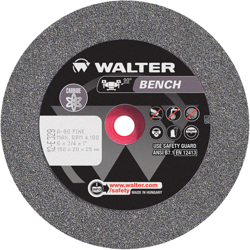 Bench Grinding Wheel, 6" x 3/4", 1" Arbor, 1 Ontario Safety Products