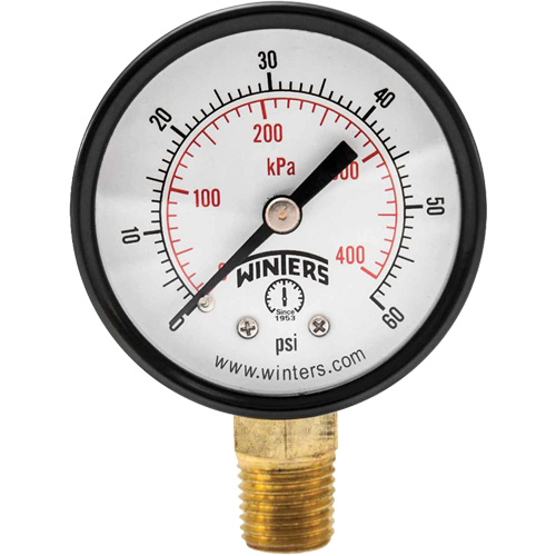 Manom&egrave;tre &eacute;conomique,  2", 0 - 60 psi, Fixation inf&eacute;rieure, Analogique Ontario Safety Products