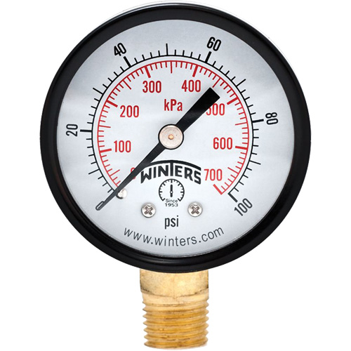 Manom&egrave;tre &eacute;conomique,  2", 0 - 100 psi, Fixation inf&eacute;rieure, Analogique Ontario Safety Products