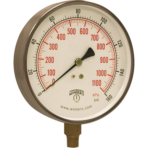 Manom&egrave;tre pour entrepreneur,  4-1/2", 0 - 160 psi, Fixation inf&eacute;rieure, Analogique Ontario Safety Products
