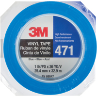 471 Vinyl Tape, 25.4 mm (1") W x 32.9 m (108') L, 5.3 mils, Blue Ontario Safety Products