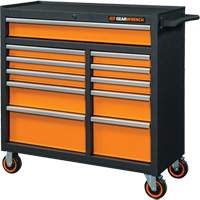 GSX Series Rolling Tool Cabinet, 11 Drawers, 41" W x 18-1/5" D x 41-1/2" H, Black/Orange AUW198 | Ontario Safety Product
