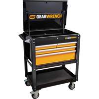Utility Cart, 4 Drawers, 33" L x 21" W x 42" H, Black/Orange AUW203 | Ontario Safety Product